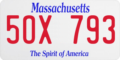 MA license plate 5OX793