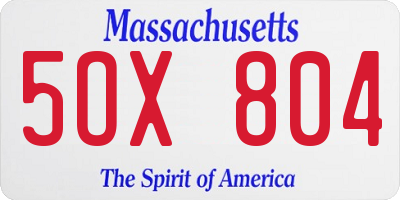 MA license plate 5OX804