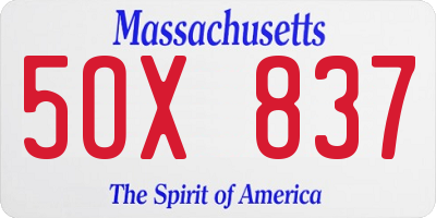 MA license plate 5OX837