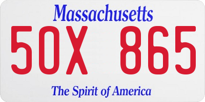MA license plate 5OX865