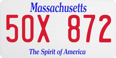MA license plate 5OX872