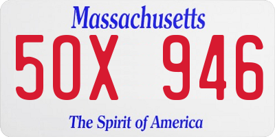 MA license plate 5OX946