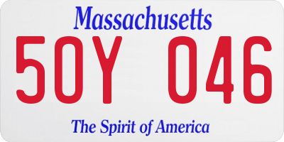 MA license plate 5OY046