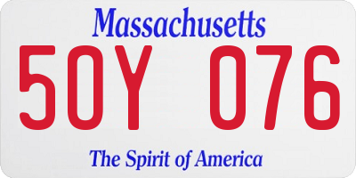 MA license plate 5OY076