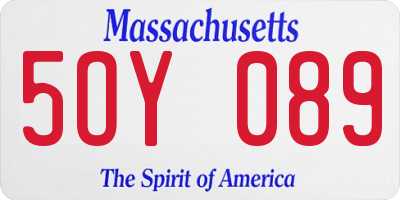 MA license plate 5OY089