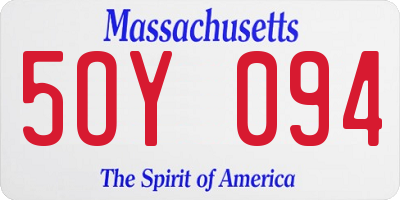 MA license plate 5OY094
