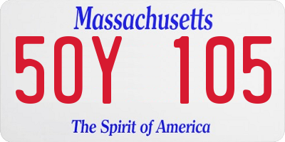 MA license plate 5OY105