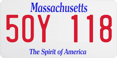 MA license plate 5OY118