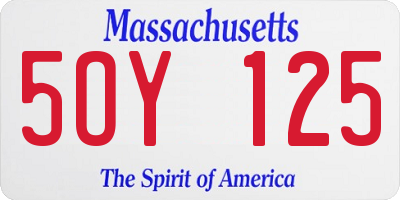 MA license plate 5OY125