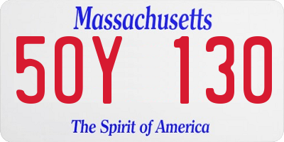 MA license plate 5OY130