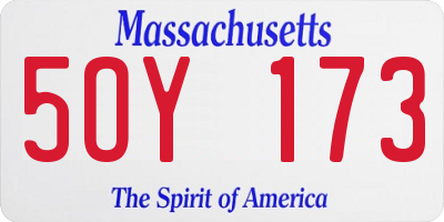 MA license plate 5OY173