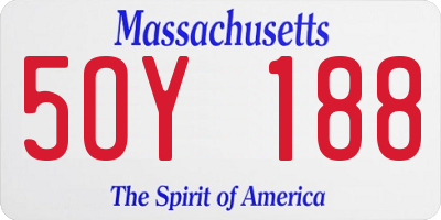 MA license plate 5OY188
