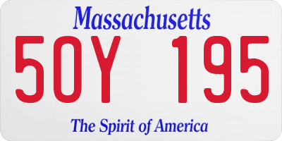 MA license plate 5OY195
