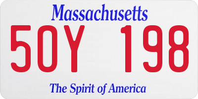 MA license plate 5OY198