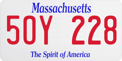 MA license plate 5OY228