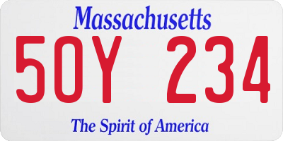 MA license plate 5OY234