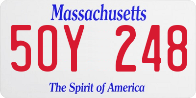 MA license plate 5OY248