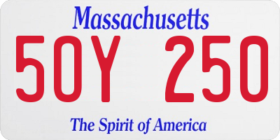 MA license plate 5OY250