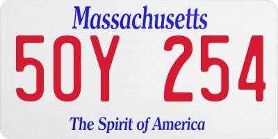 MA license plate 5OY254