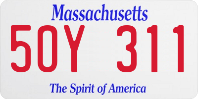 MA license plate 5OY311