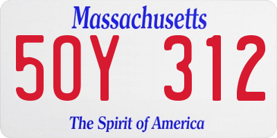MA license plate 5OY312