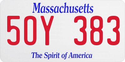 MA license plate 5OY383