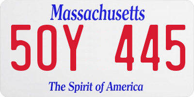 MA license plate 5OY445