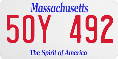 MA license plate 5OY492