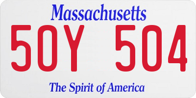 MA license plate 5OY504