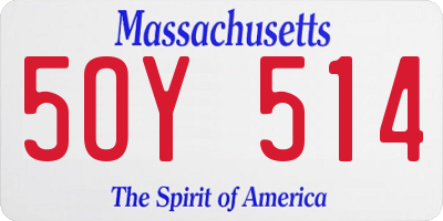 MA license plate 5OY514