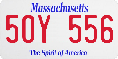 MA license plate 5OY556