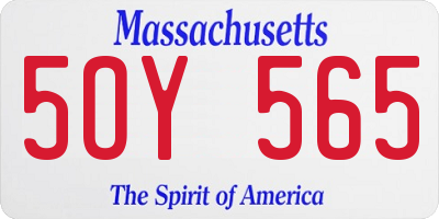 MA license plate 5OY565