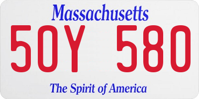 MA license plate 5OY580