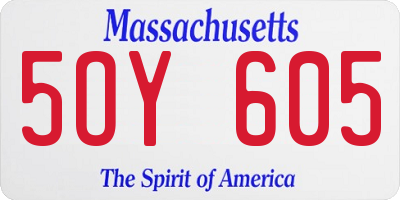 MA license plate 5OY605