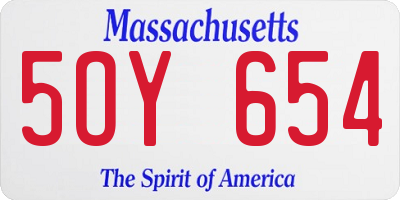 MA license plate 5OY654
