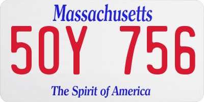 MA license plate 5OY756