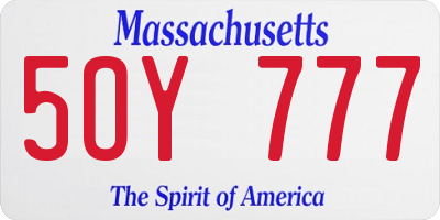 MA license plate 5OY777