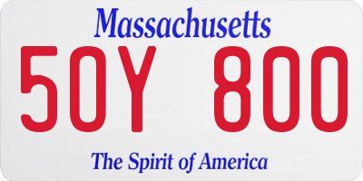 MA license plate 5OY800