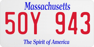 MA license plate 5OY943