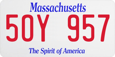 MA license plate 5OY957