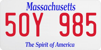 MA license plate 5OY985