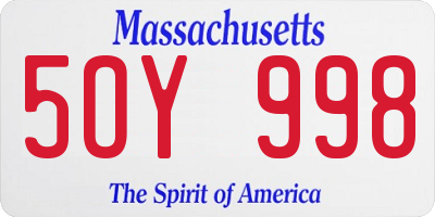 MA license plate 5OY998