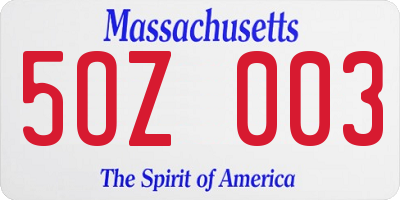 MA license plate 5OZ003