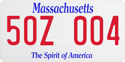MA license plate 5OZ004