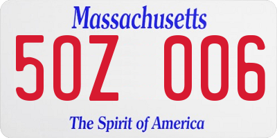 MA license plate 5OZ006