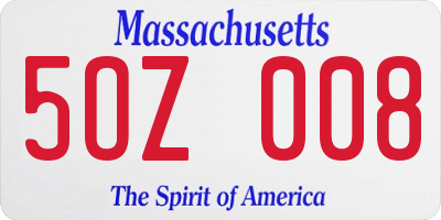 MA license plate 5OZ008