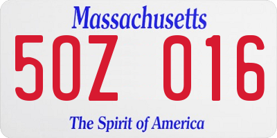 MA license plate 5OZ016