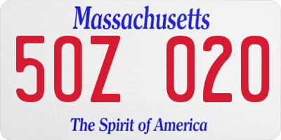 MA license plate 5OZ020