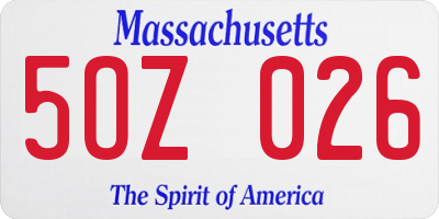MA license plate 5OZ026