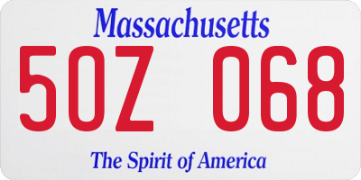 MA license plate 5OZ068